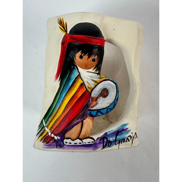 De Grazia Signed Hand Painted Colorful Drummer Boy Candle Holder Luminarie Bag - Picture 10 of 16